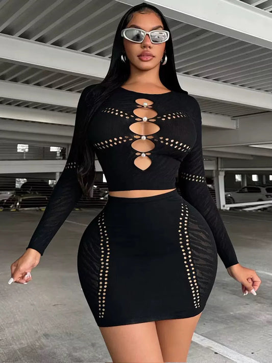 Distressed Skirt Set